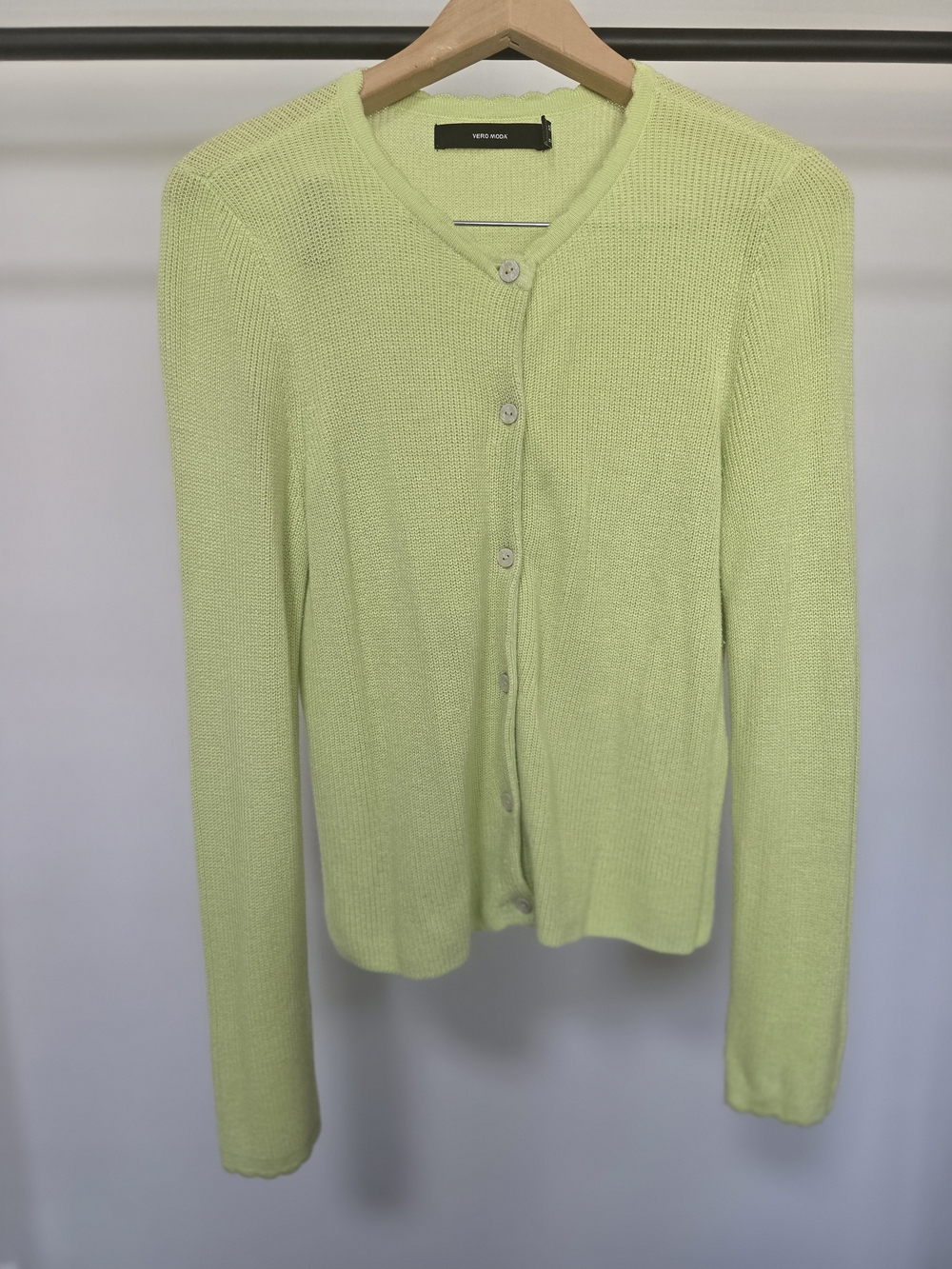 Vero Moda Pastel Lime Button-Up Knit Cardigan